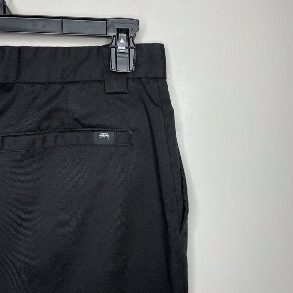 STUSSY Womens Black Flat Front Cropped Pants Wide-Leg Sz 29 - Picture 4 of 7